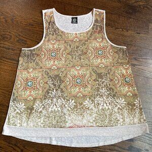 Bobeau Tank Rustic Print Plus Size 1X Solid Back